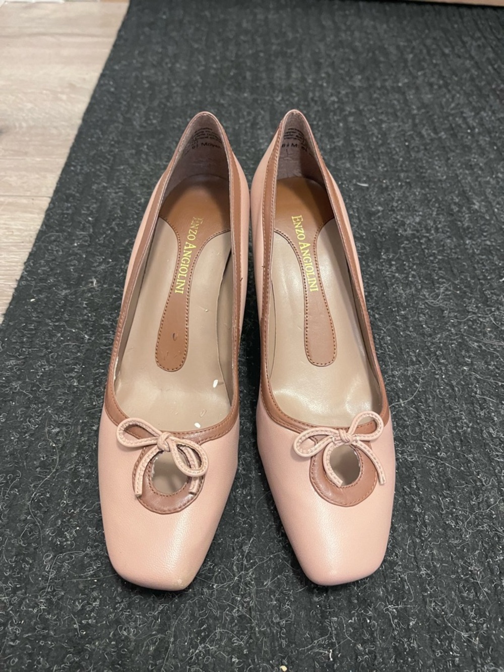 Vintage Enzo Angiolini Pink Leather Ballet Heels with Bow